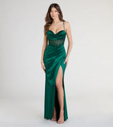 Gabbie Lace-Up Rhinestone Corset Formal Dress