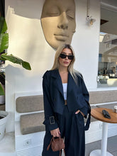 Navy Blue Raglan Sleeve Jacket with Short Epaulets