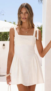 Nari Tie Strap Mini Dress - White