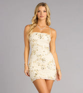 Garden Glam Beaded Mesh Mini Dress