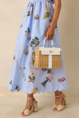 Reserved For You White Faux Leather Structured Woven Handbag