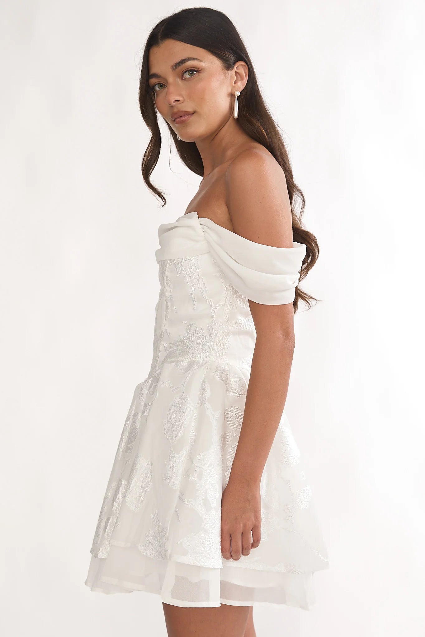 Lusting Off Shoulder Mini Dress White