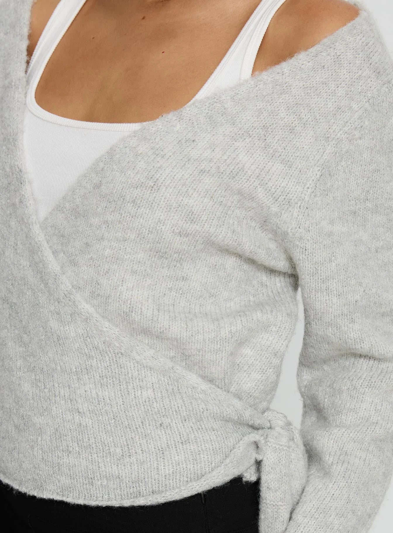 Tonee Wrap Knit Cardigan Grey