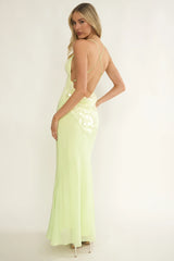 Meranda V-Neck Criss-Cross Maxi Dress Sequin Yellow