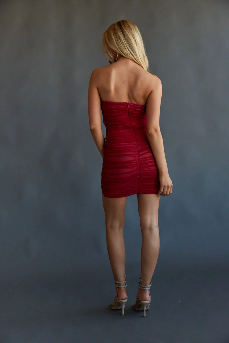 Alexia Strapless Rosette Ruffle Bodycon Mini Dress