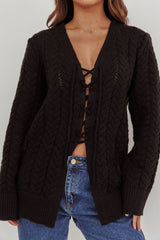 Seattle Lace-Up Front Knit Top Black