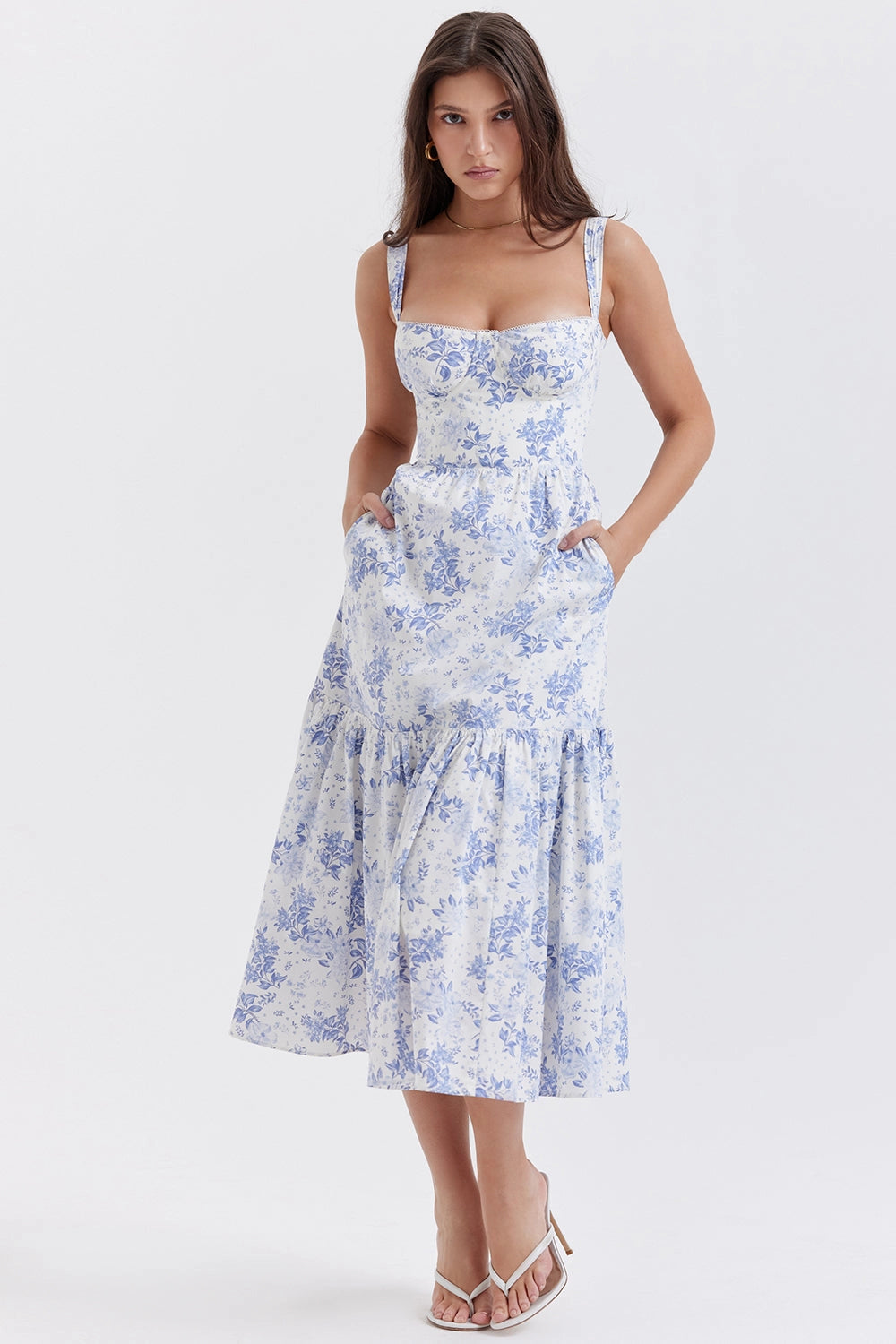 Elia' Blue Print Midi Sundress